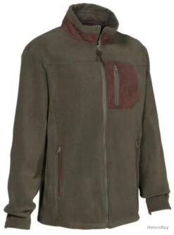 Blouson Polaire Brodé Sanglier Kaki PERCUSSION-3XL