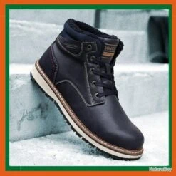 Chaussure De Marche - Chaussure Rembourrée - Simili Cuir - Bleu Foncé - Livraison Gratuite