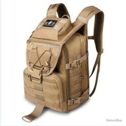 Sac à Dos Tactique Militaire 40L Beige Bandoulière Homme Imperméable Chasse Randonnée Camping