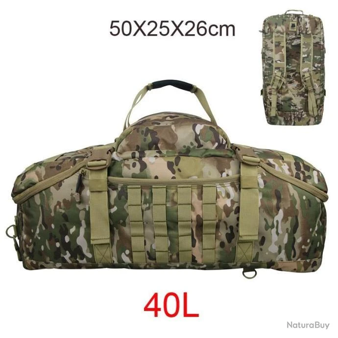Sac à Dos Tactique - 40L CAMO - Militaire Mixte & Polyvalent - Tissu Très Résistant 600D