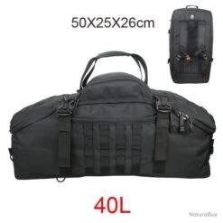 Sac à Dos Tactique - 40L NOIR - Militaire Mixte & Polyvalent - Tissu Très Résistant 600D - Chasse
