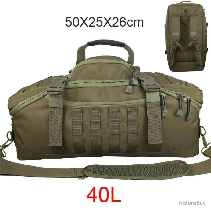 Sac à Dos Tactique - 40L VERT - Militaire Mixte & Polyvalent - Tissu Très Résistant 600D - Chasse