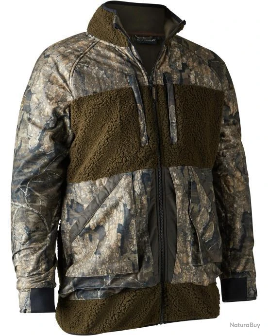 Deerhunter Veste En Fourrure Synthétique Rusky Pile Couleur Vert Camo.