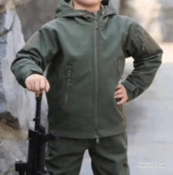 Veste Enfant, Coupe-vent, Kaki, Taille De 6ans à 12ans.