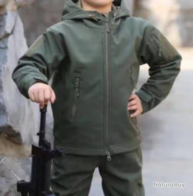 Veste Enfant, Coupe-vent, Kaki, Taille De 6ans à 12ans.