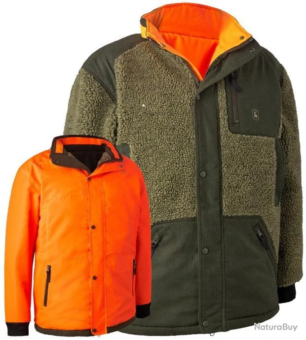 Veste Kaki En Peluche Germania Deerhunter Réversible Kaki