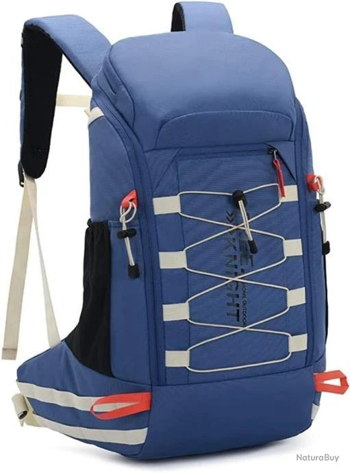 Sac à Dos De Randonnée Léger Imperméable 40 L Avec Housse Pluie Camping Escalade Ski Cyclisme Bleu – Image 2