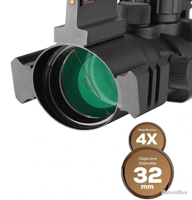 TOP - Point Rouge Tactique 4x32 Pour Rail 20 Mm - Triple Illumination - LIVRAISON GRATUITE ET RAPIDE â Image 3