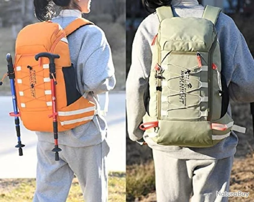 Sac à Dos De Randonnée Léger Imperméable 40 L Avec Housse Pluie Camping Escalade Ski Cyclisme Bleu – Image 6