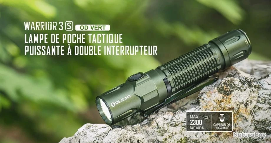 Olight Warrior 3S OD Vert - Lampe Tactique Stroboscopique Puissante