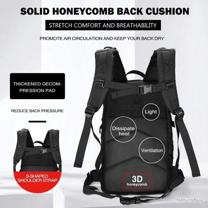 Nitecore Sac à Dos Militaire Tactique Multifonction 35L Pour Randonnée Chasse Pêche Camping Trekking Escalade – Image 8